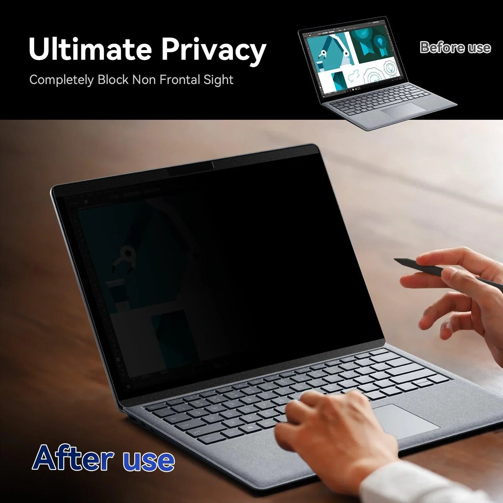 磁気プライバシースクリーン、Surface Laptop対応、取り外し可能なアンチブラックセキュリティプライベートApyブロックプロテクター