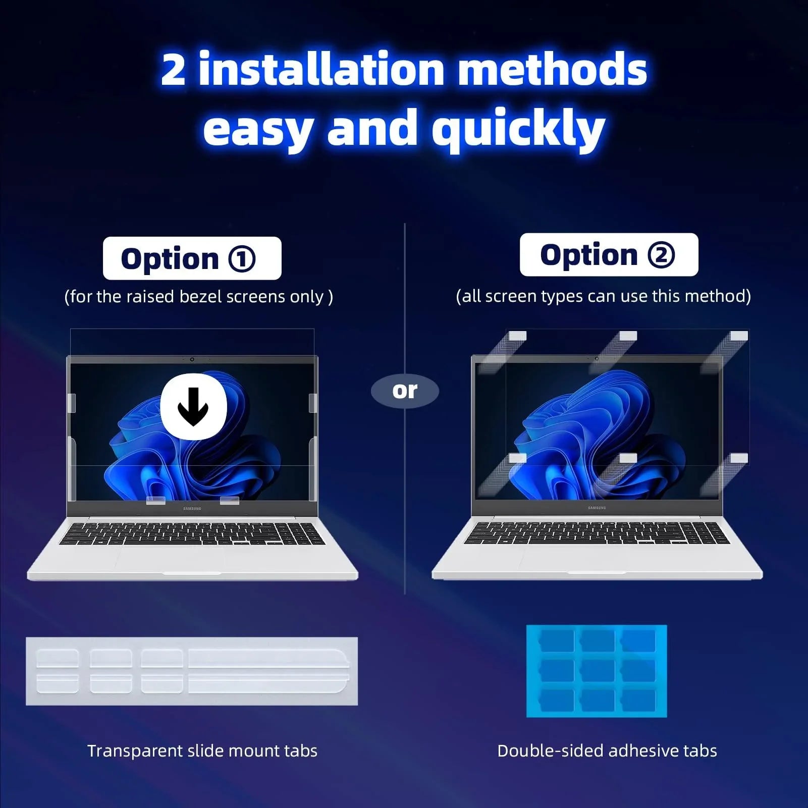 笔记本电脑隐私屏幕保护膜(2 件装)