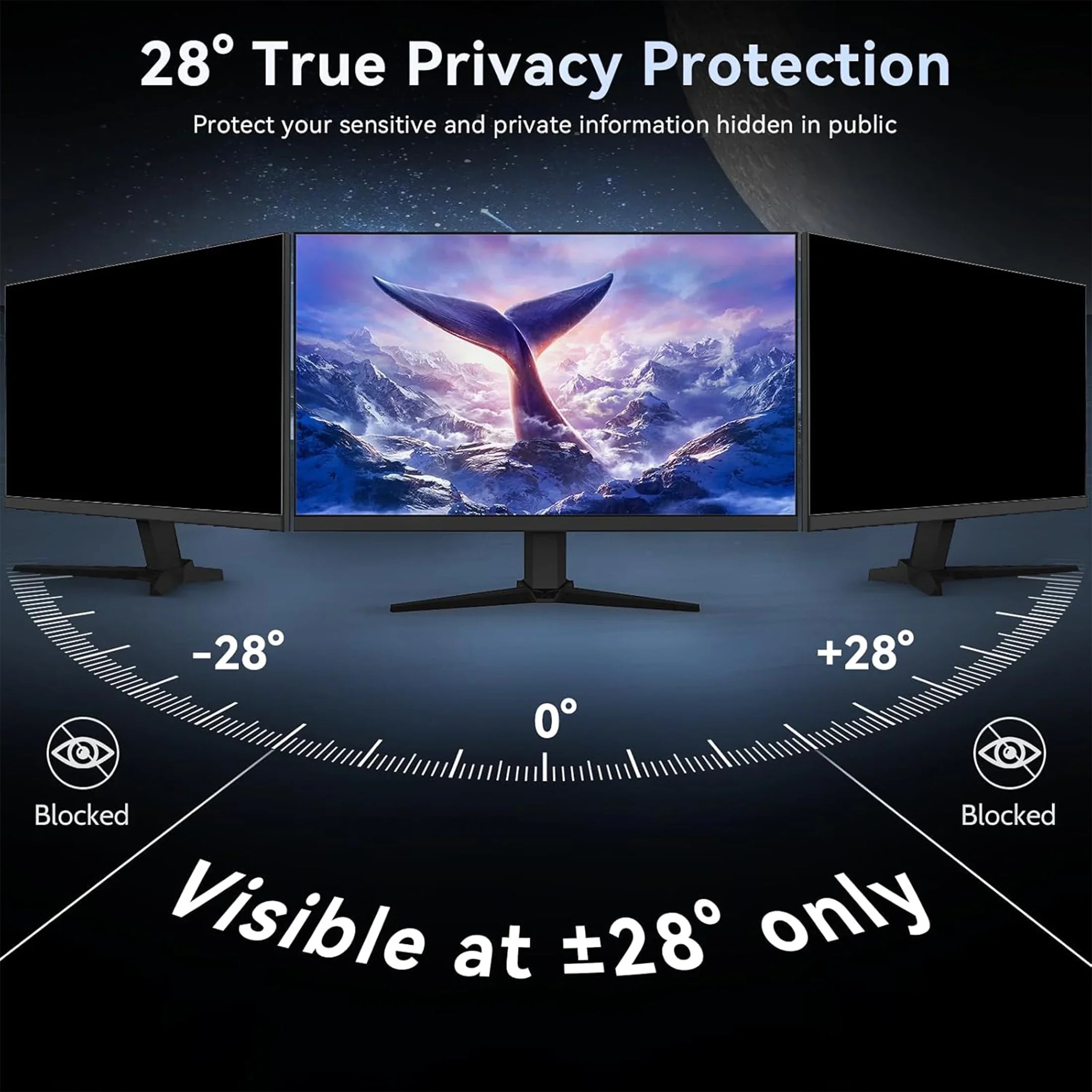 Removable Computer Monitor Privacy Screen Filter - for 16:9 Aspect Ratio