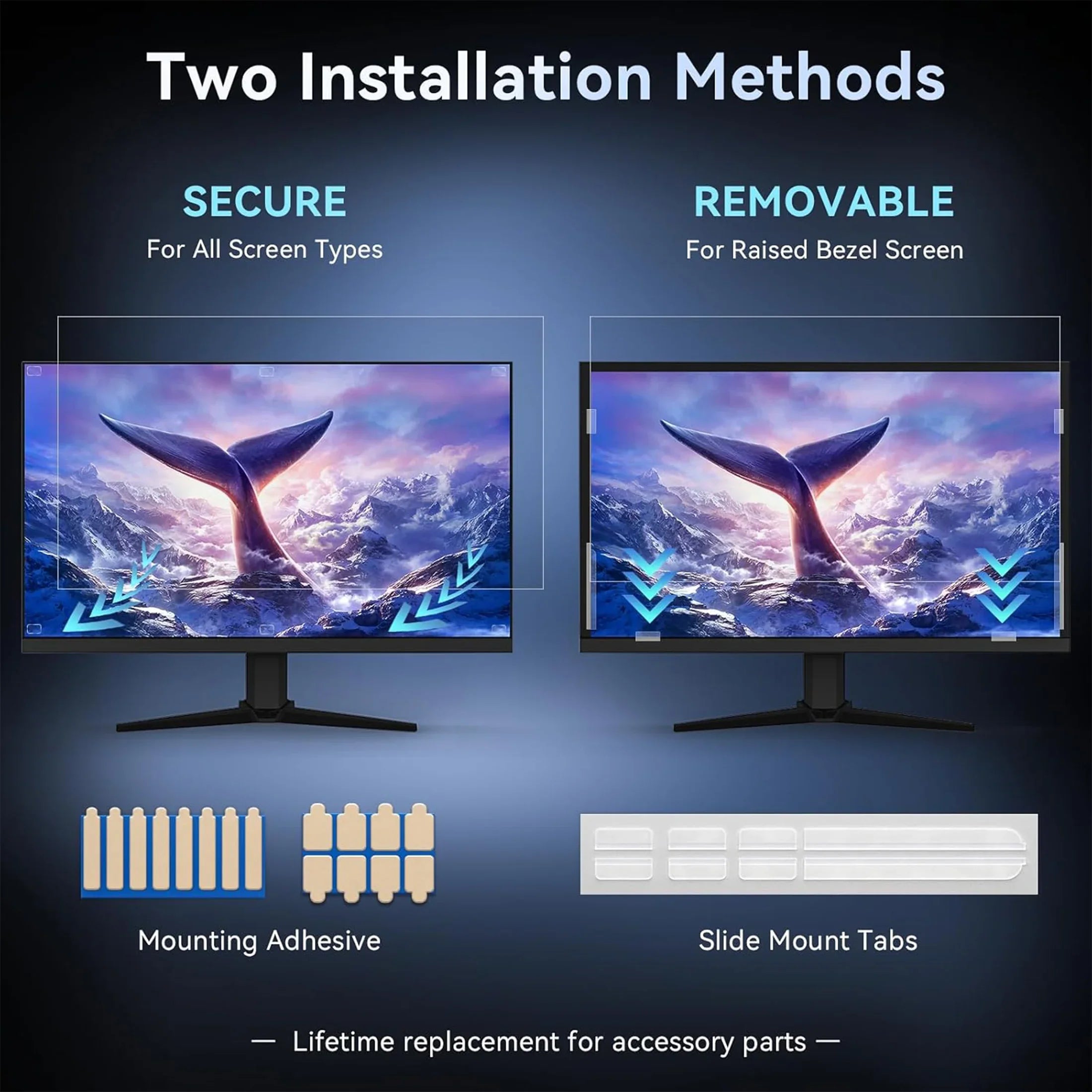Removable Computer Monitor Privacy Screen Filter - for 16:9 Aspect Ratio