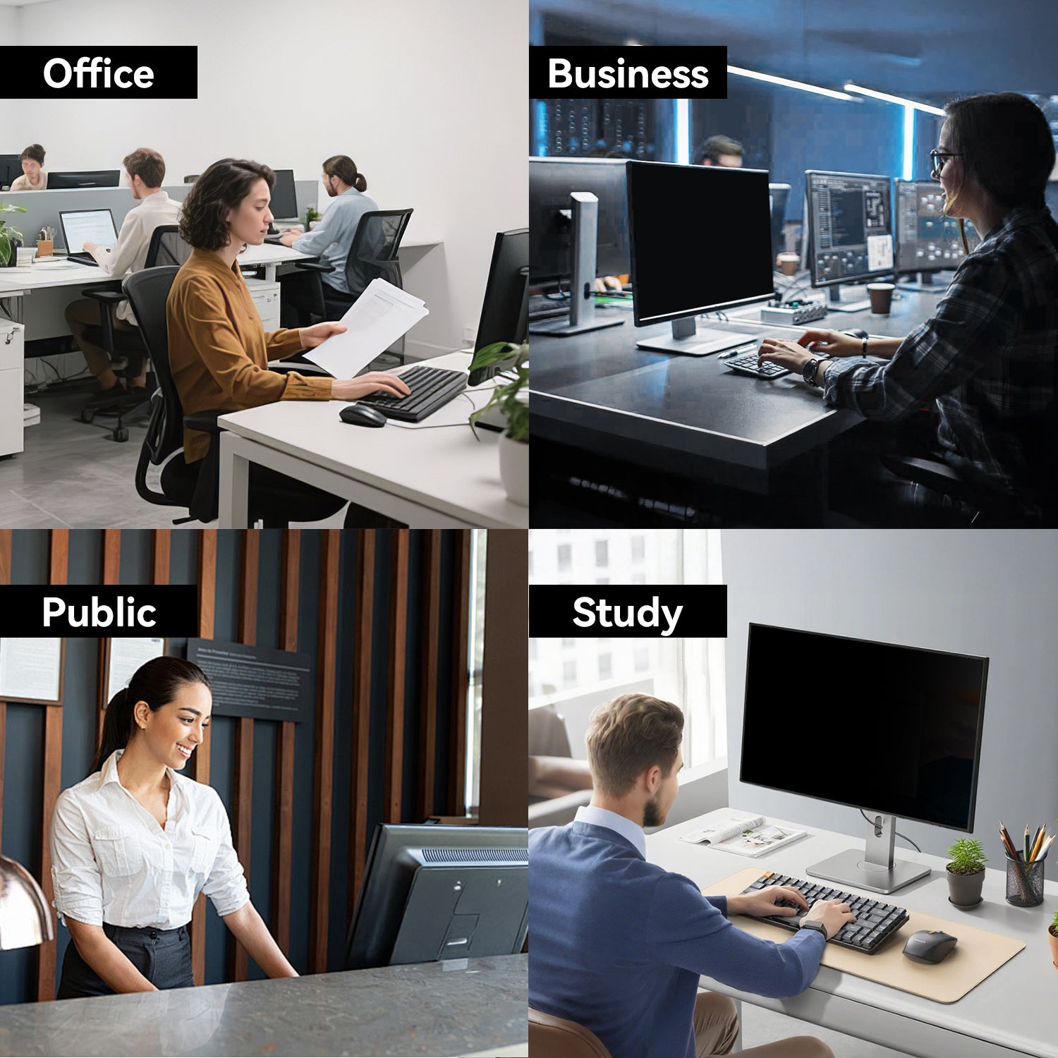 Protescreen Privacy Screen Filter for Computer Monitors – Removable Anti-Glare & Anti Blue Light Protection