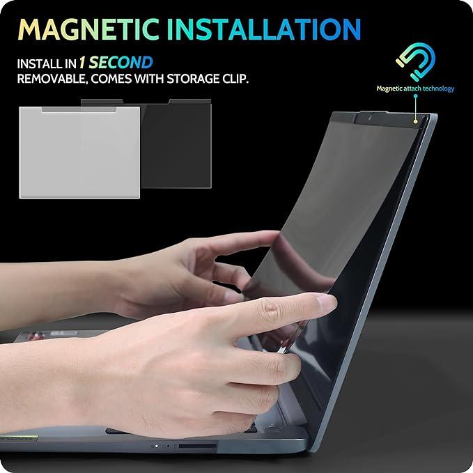Laptop Privacy Screen 13.3 Inch 16:10 Aspect Ratio - Compatible with Lenovo Hp Dell Acer Asus Thinkpad Envy Xps, Anti Blue Light Glare Privacy Filter, Removable Laptop Screen Privacy Shield 13.3 in, Anti-Scratch Screen Protector