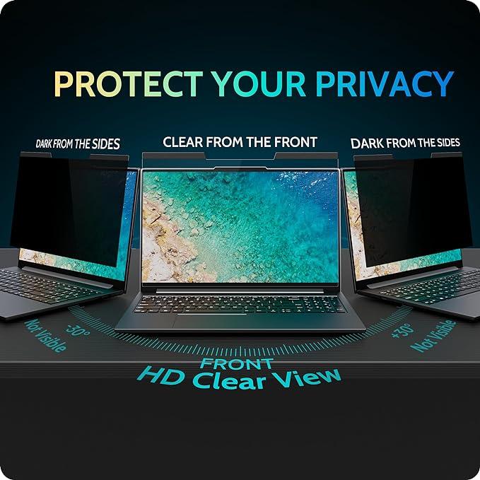 Laptop Privacy Screen 13.3 Inch 16:10 Aspect Ratio - Compatible with Lenovo Hp Dell Acer Asus Thinkpad Envy Xps, Anti Blue Light Glare Privacy Filter, Removable Laptop Screen Privacy Shield 13.3 in, Anti-Scratch Screen Protector