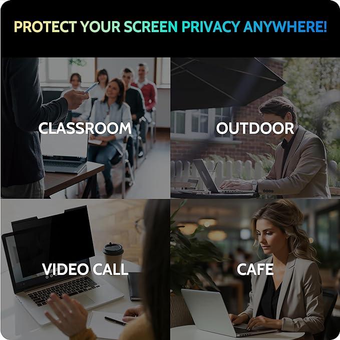Laptop Privacy Screen 13.3 Inch 16:10 Aspect Ratio - Compatible with Lenovo Hp Dell Acer Asus Thinkpad Envy Xps, Anti Blue Light Glare Privacy Filter, Removable Laptop Screen Privacy Shield 13.3 in, Anti-Scratch Screen Protector