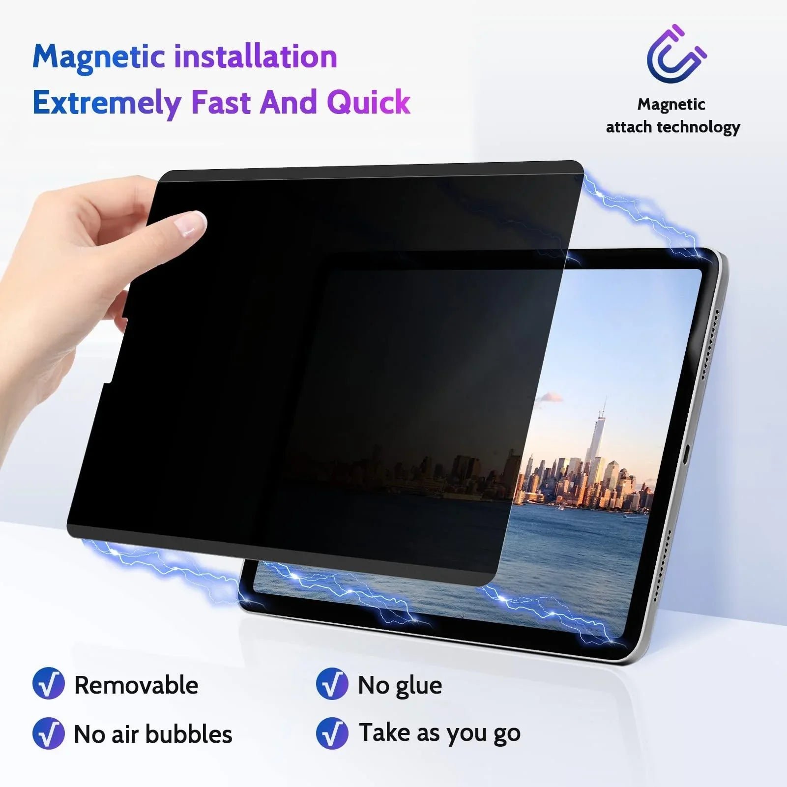 Upgraded 360° Privacy Screen Protector for iPad Pro 11" 4th 3rd 2nd 1st Generation 2022 2021 2020 2018/ iPad Air 5/ Air 4 10.9" (2022/2020) (Landscape+Portrait Privacy), Magnetic Removable