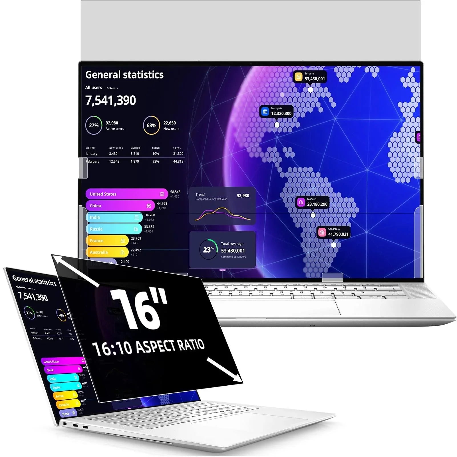 笔记本电脑隐私屏幕保护膜(2 件装)