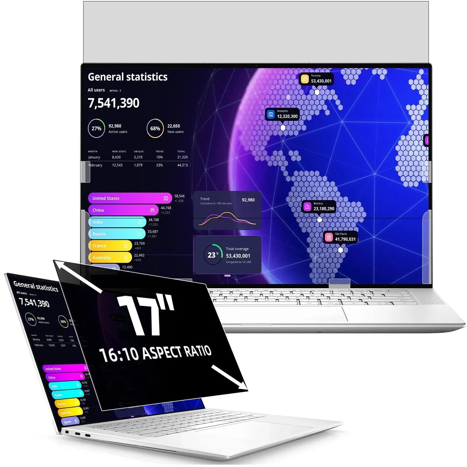 笔记本电脑隐私屏幕保护膜(2 件装)