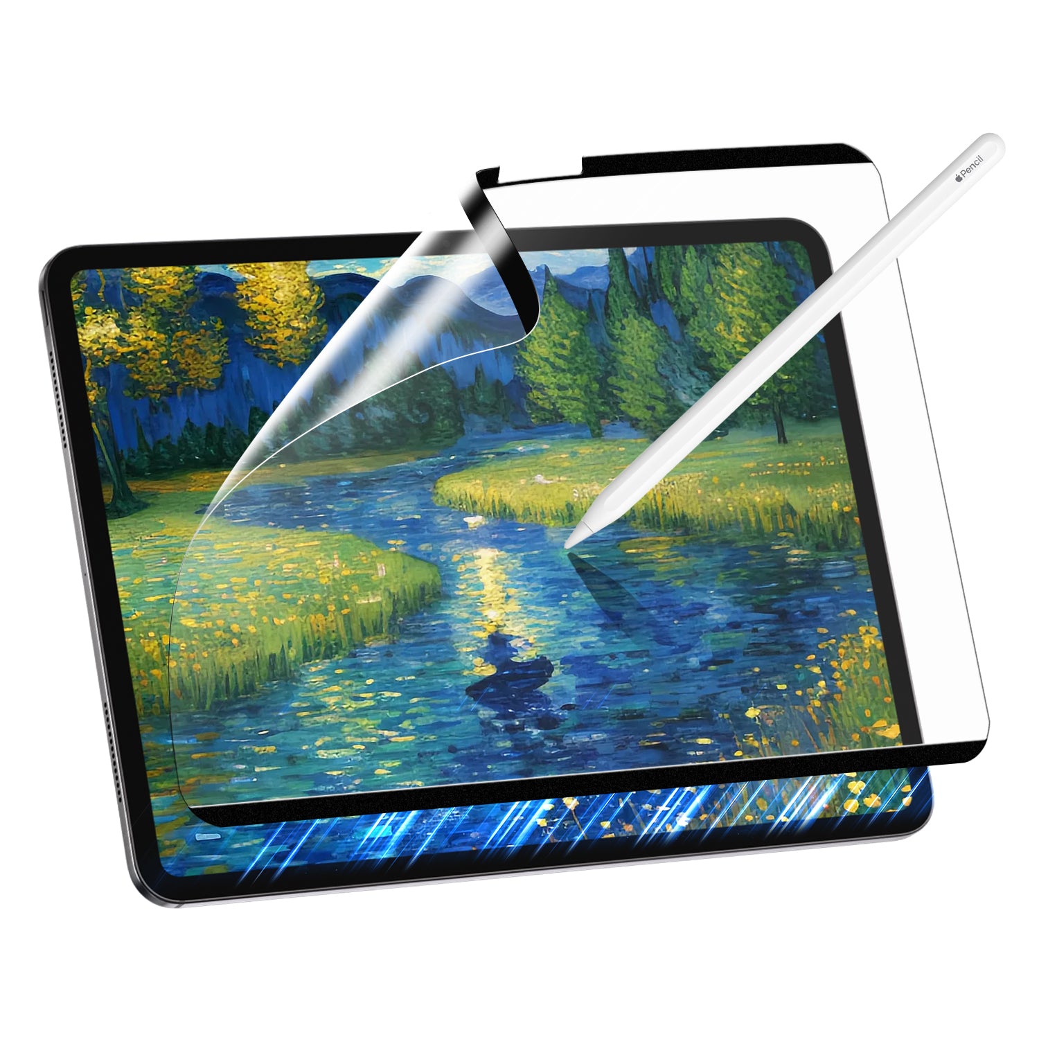 Ipad 纸感屏幕保护膜，纳米吸附魔法吸盘