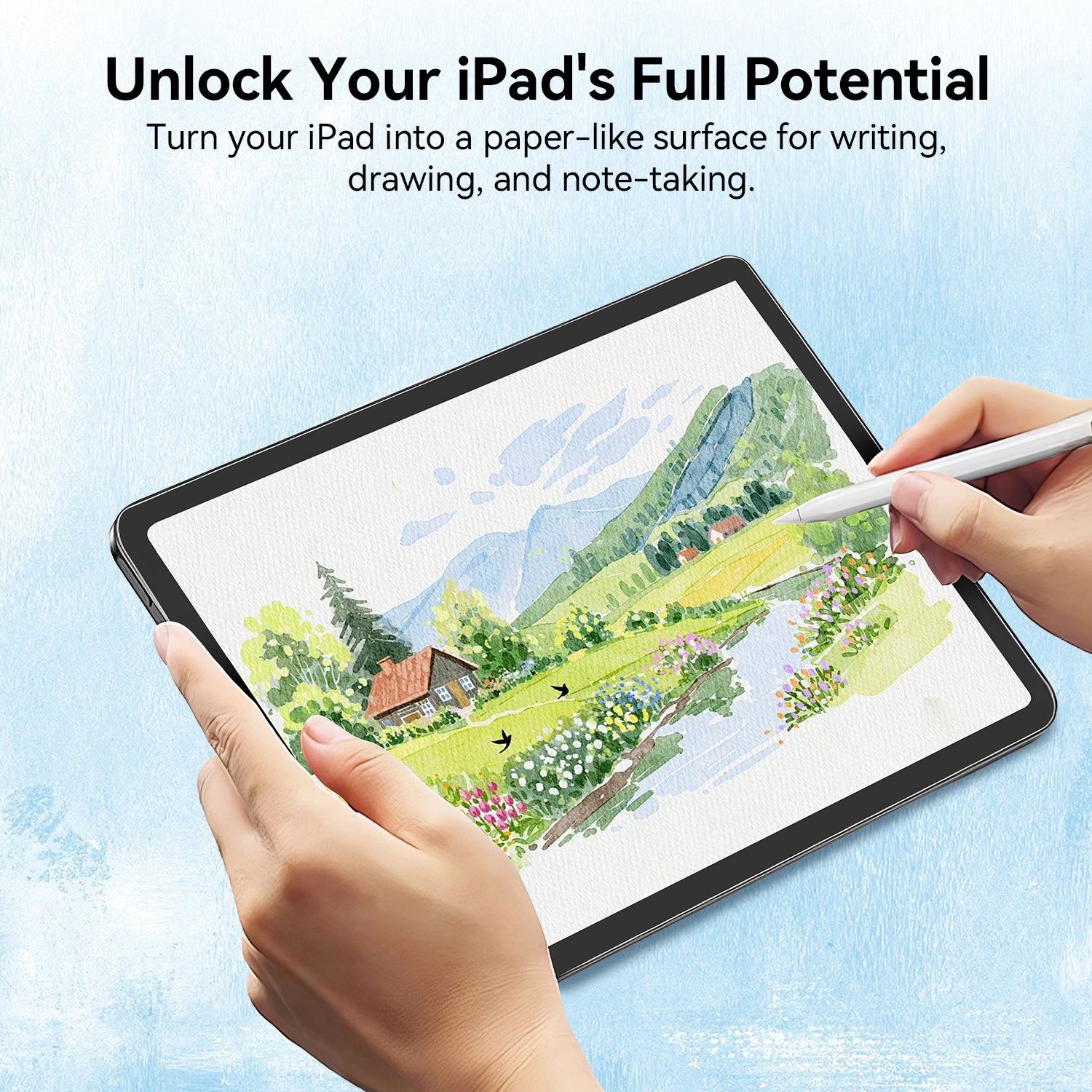 AR+ Paper feel Screen Protector for iPad, True Paper Texture, Anti-Reflective & Anti Glare, Apple Pencil Friendly, Easy Installation
