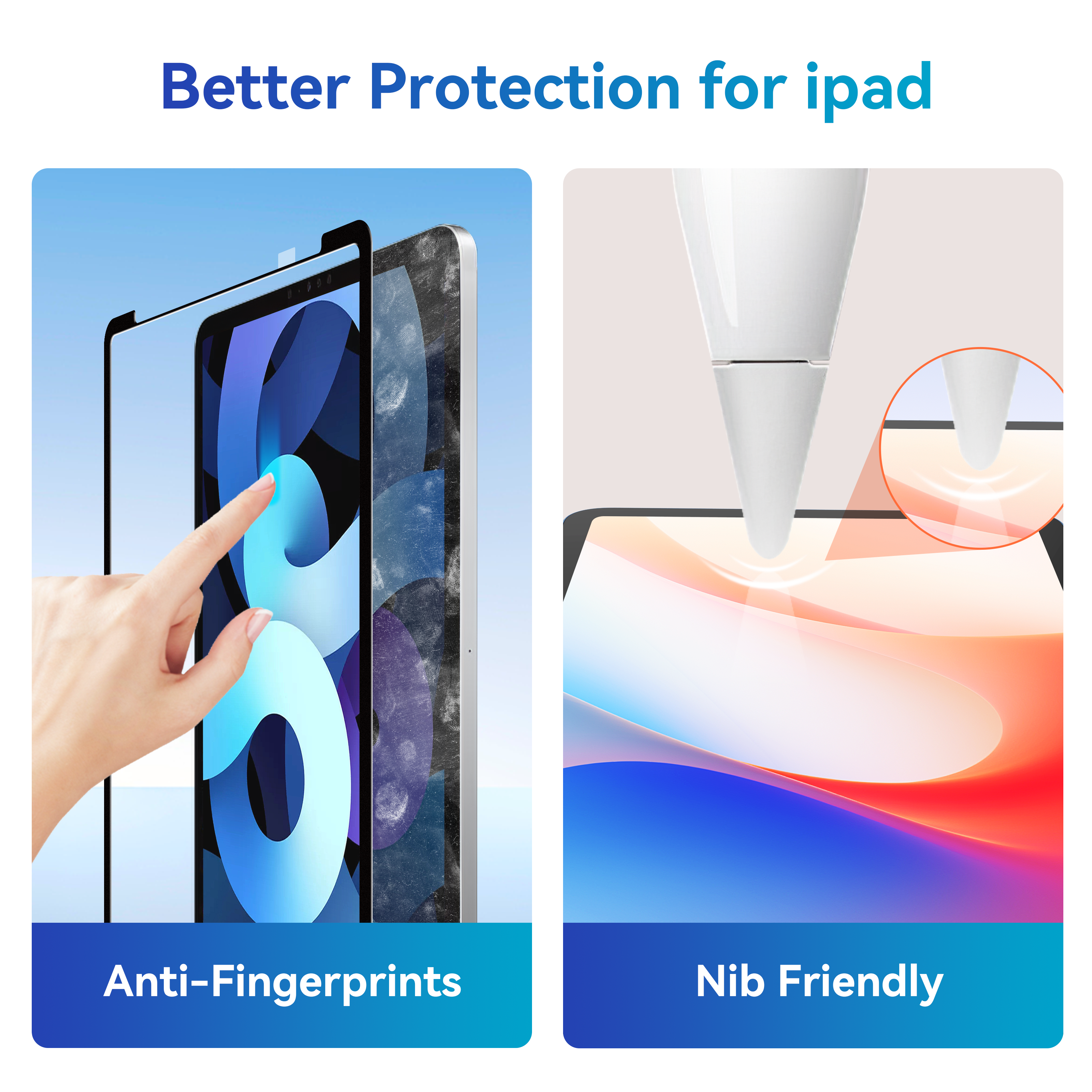 Ipad Paper-Feel Screen Protector, Nano Adsorption Magic Suction