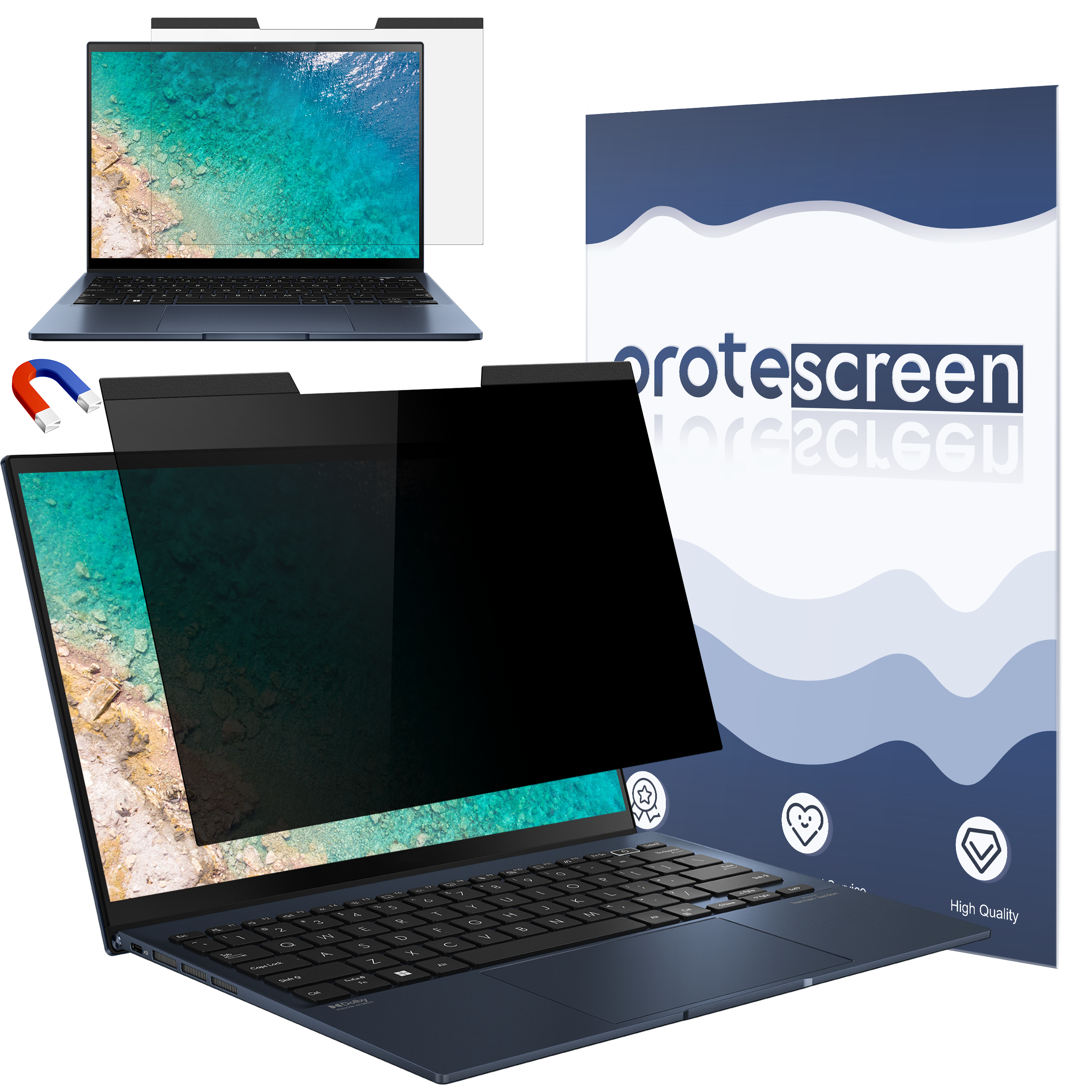 Magnetic Laptop Privacy Screen for Computer Monitor, Removable Anti Glare Protector Blue Light Filter Shield